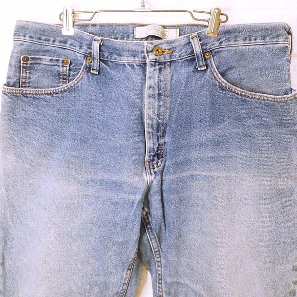 2013 Urban Pipeline UP Denim Jeans Men-38x30 Baggy Wide-Leg Faded Fray Hem Flaws - Picture 3 of 11